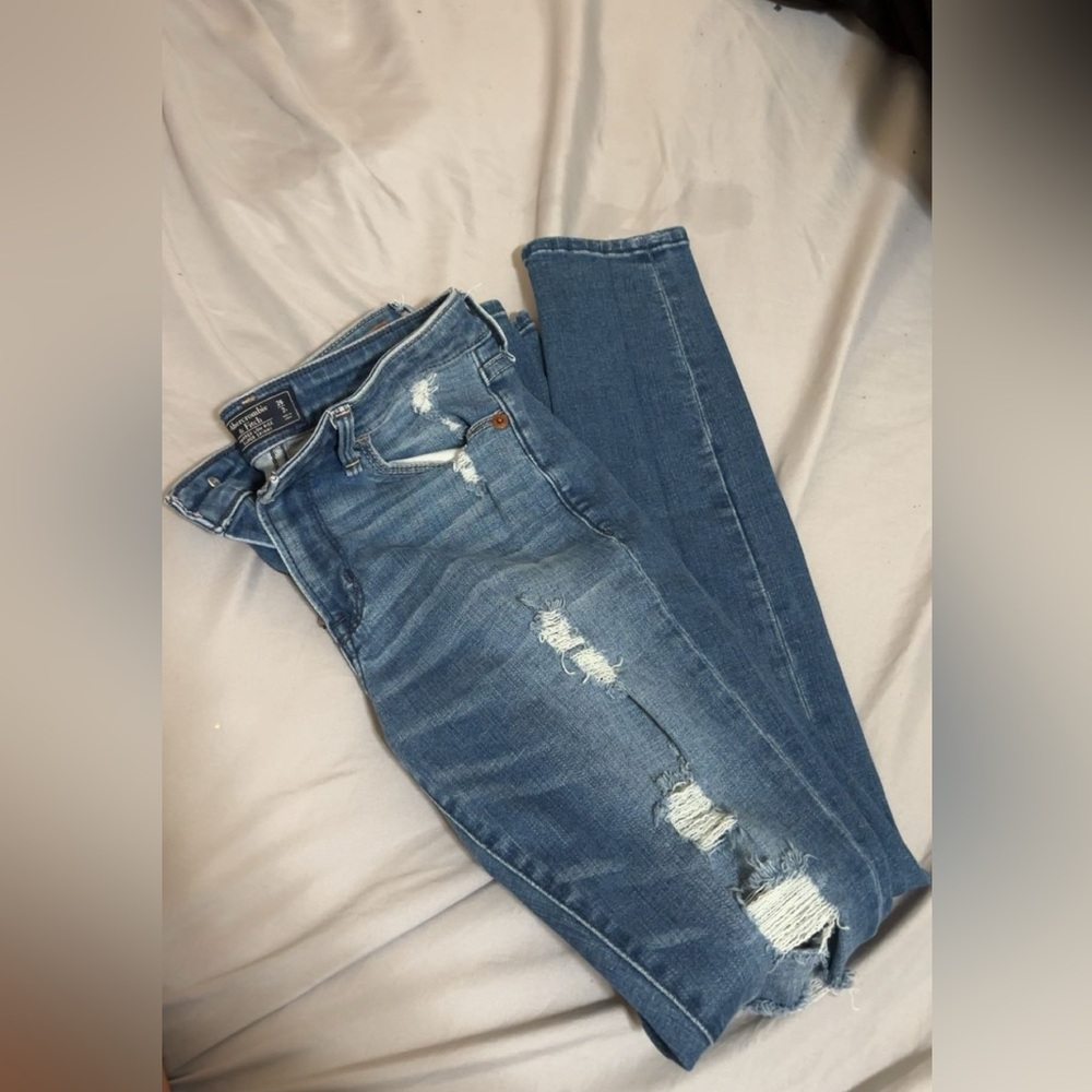 Abercrombie & Fitch Light Blue Distressed Skinny Jeans